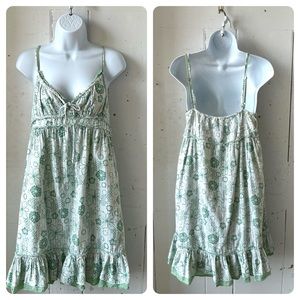 Aeropostale Y2K Vintage Floral Mottled Green Sun Dress